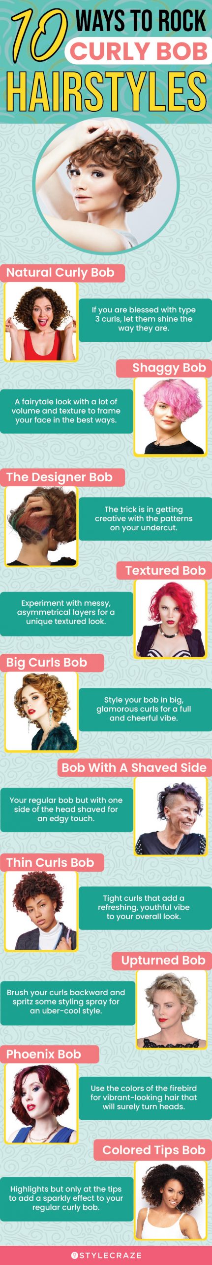 10 ways to rock curly bob hairstyles (infographic)