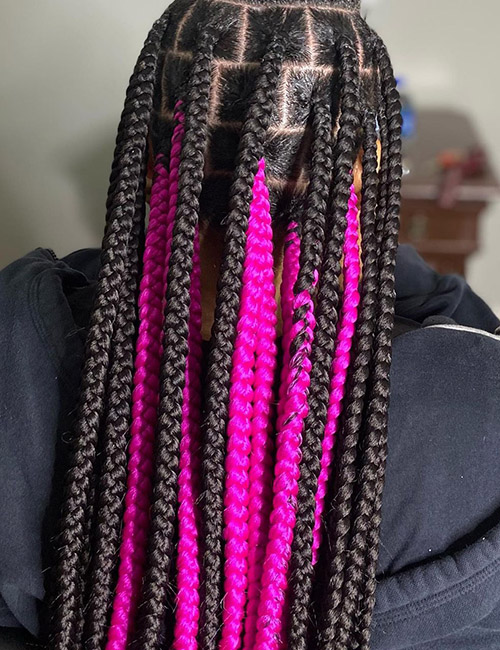 Dark Pink Knotless Braids