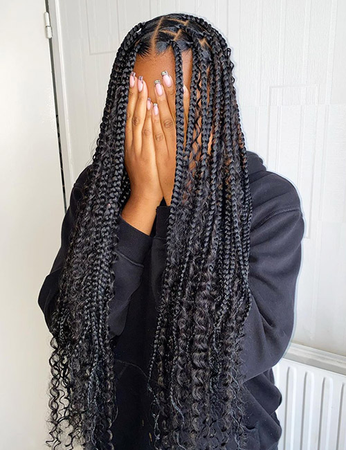 Goddess square knotless braids