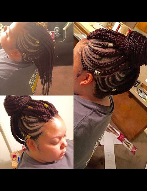 Knotless braids in a bun