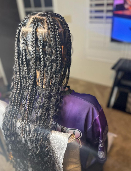 Large goddess knotless braids