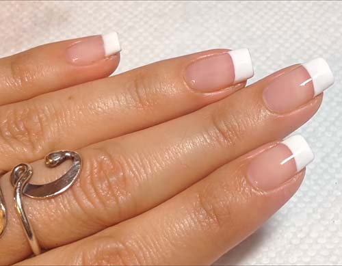 The final look of French manicure using gel technique