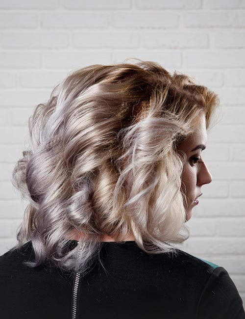 Voluminous curly bob hairstyle