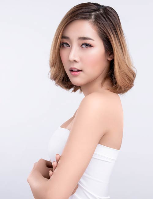 Zig-zag parting on Korean short hair